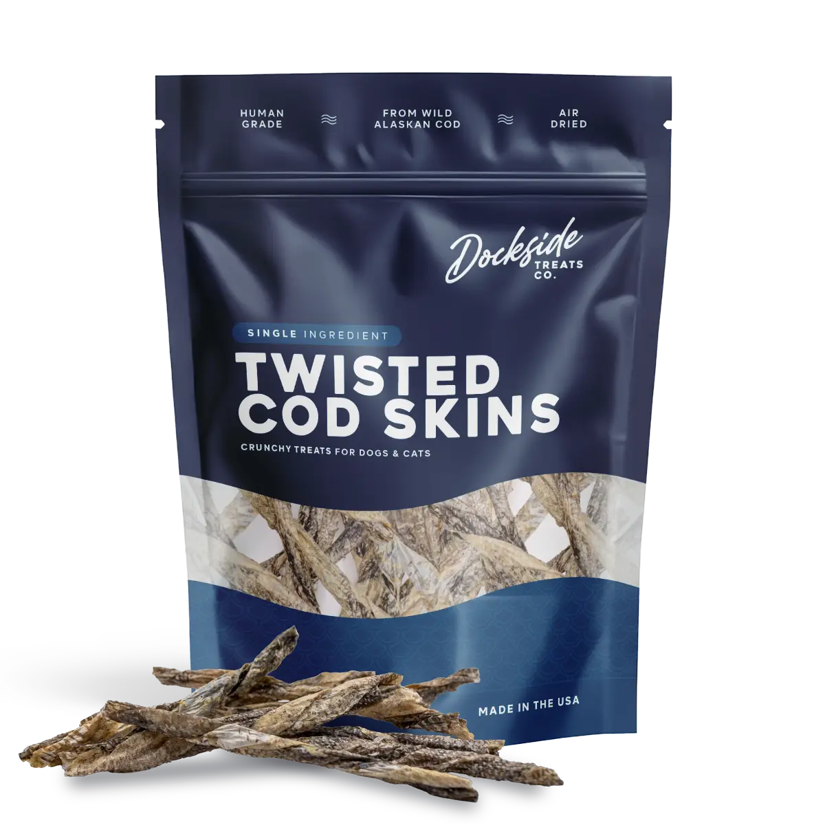 Dockside Treats Twisted Cod Skins Dog Treats
